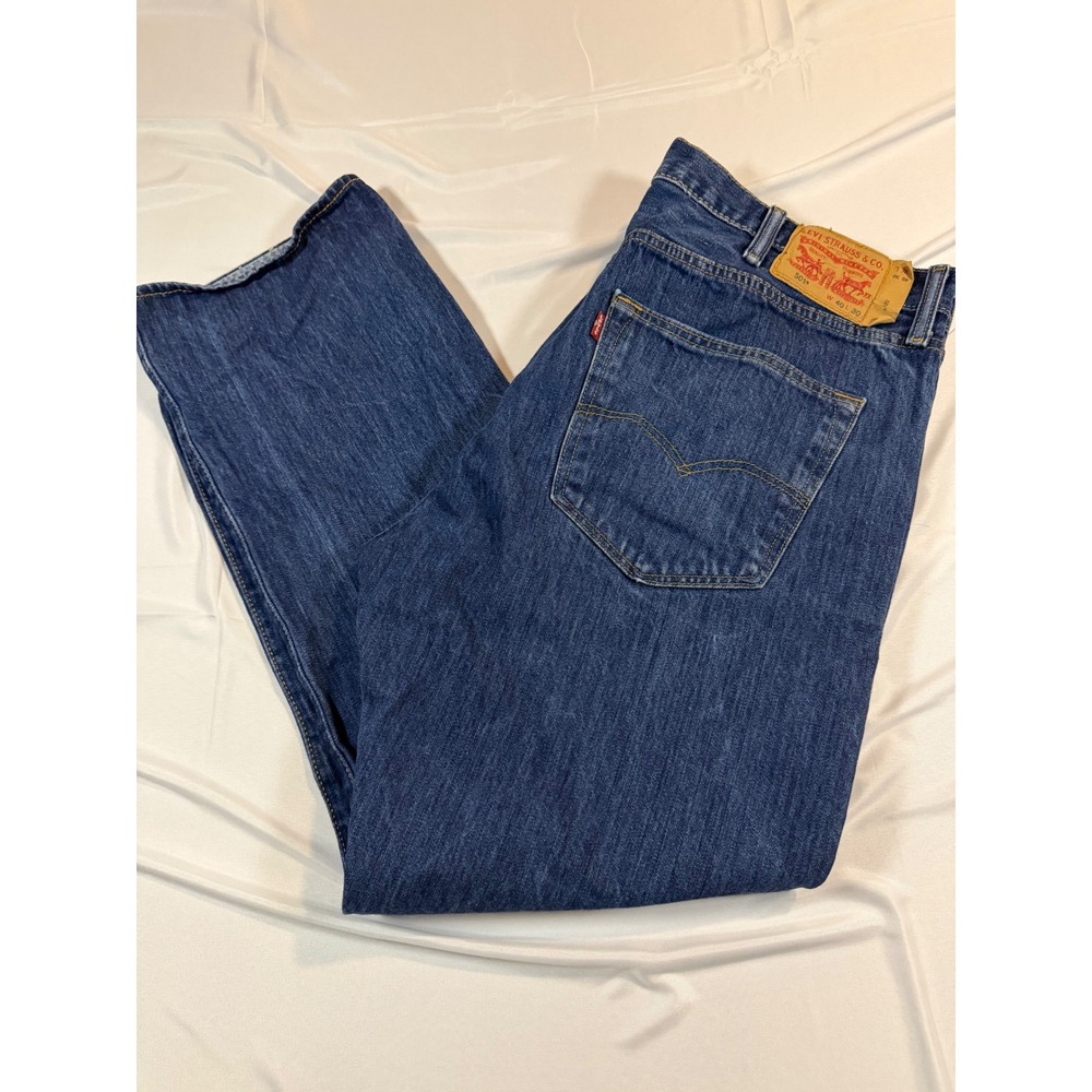 Levis 501 Original Fit Jeans Mens 40x30 Dark Wash Blue Denim Button Fly Straight